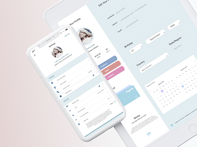 Settings adobexd apple daily dailyui design ipad iphone light panel pastel paypal photoshop profile settings ui
