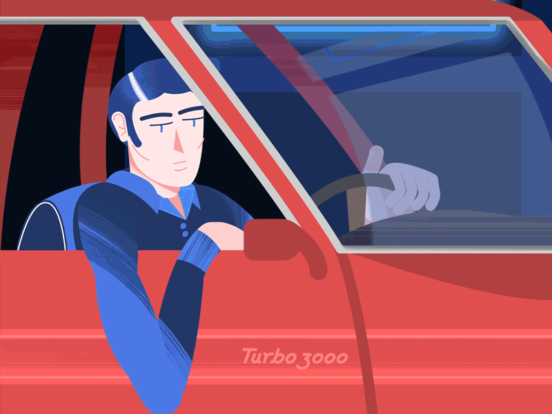 Cruisin' after effects animation car cruising digital illustration light night street vector