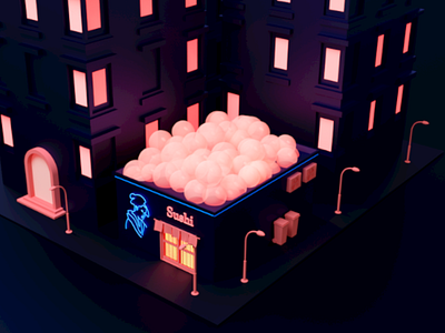 Sushi bar 3d cinema4d city digital graphicdesign illustration isometric night render sushi