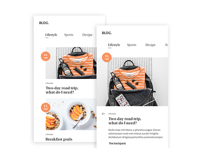 Lifestyle blog app appdesign apps article blog design iceland orange orange is the new black studioyellow ui ux