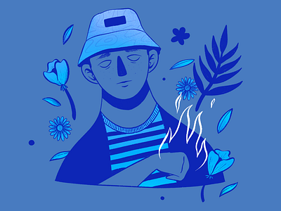 🔥 Illustration design fire flower gradient illustration man nature noise plants procreate
