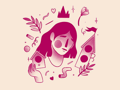 🦆 Illustration abstract bird birdhouse design flower illustration nature noise plant procreate woman