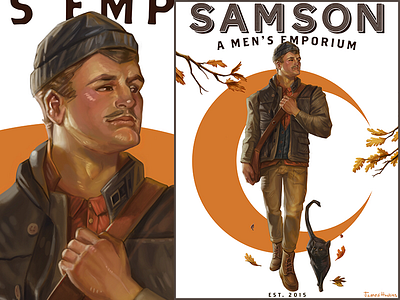 Samson in autumn advertisement autumn black cat fall fashion illustration halloween illustration james dean haskins james haskins photoshop