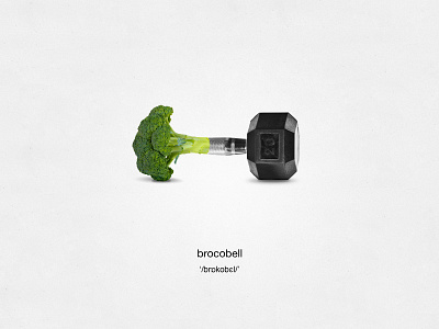 Ad graphic for a fitness app 8fit app broccoli clever combinations design dumbell fun graphic whimsical