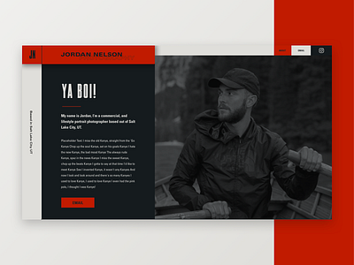 JN About Page design layout photography portfolio typography ui ux website