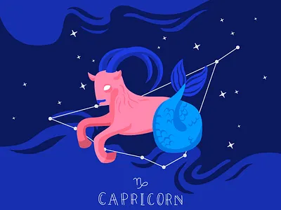 Zodiac signs: Capricorn astrology capricorn design horoscope illustration night sky pink stars zodiac