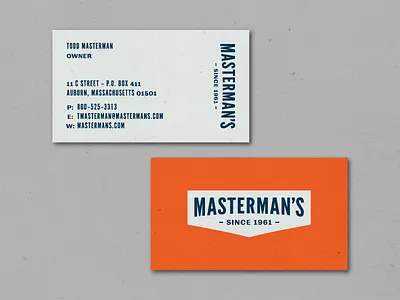 Masterman's Business Cards badge brand brand identity branding business card industrial lockup logo logotype retro type typography
