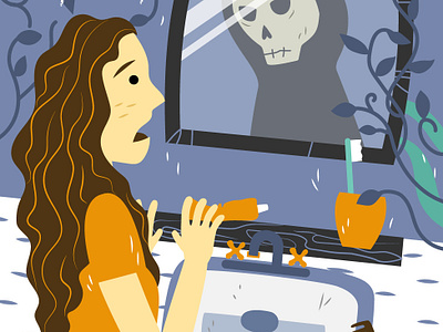 A warning death experimenting flat illustration grim reaper illustration skeleton spooky texture