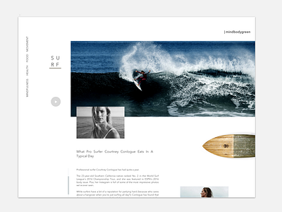 Mind body green daily ui design editorial minimal minimalism surf typography ui user experience ux uxd web website