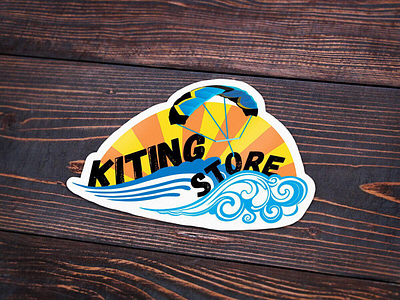 Kiting store : Logo brand identity illustration kite kiting logo logotype sticker wood