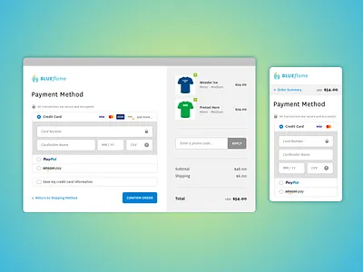 Blueflame Credit Card Checkout - Daily UI Challenge branding design sketch ui ux