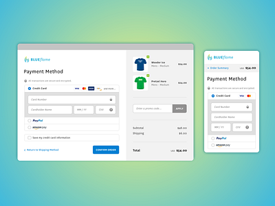 Blueflame Credit Card Checkout - Daily UI Challenge branding design sketch ui ux