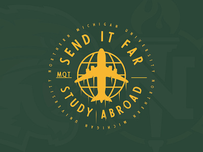 Study Abroad - Northern Michigan University badge mark marquette michigan northern michigan university plane speed sticker study abroad