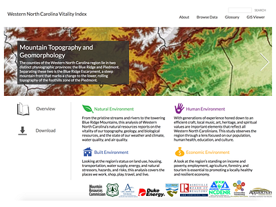 Western North Carolina Vitality Index (2011) community web design