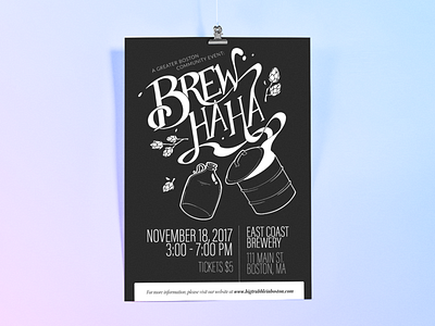 Brew Ha Ha beer brewing event poster graphic design illustration