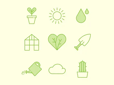 plant it yourself greenhouse icon set leaves plants spade vector watering can
