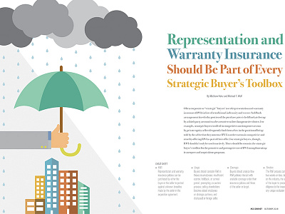 Warranty Insurance feature for ACC Docket October 2018 design feature illustration magazine spread typography