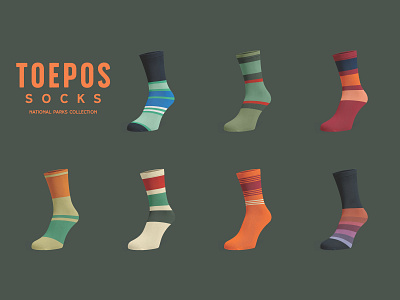 Toepos Socks: National Parks Collection branding colorblock minimalism national parks socks