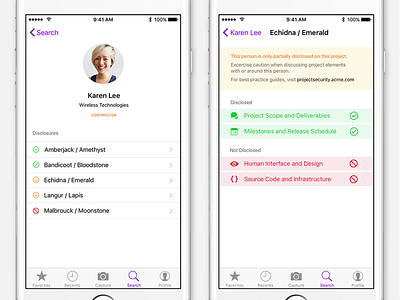 iOS app for checking project disclosure