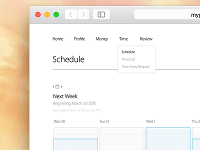 Employee Self-Service Web Portal – Schedule Page