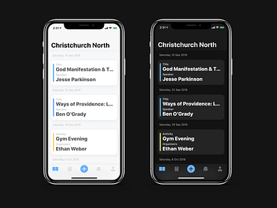 Planner Night app calendar dark dark theme ios night night mode plan ui ux youth