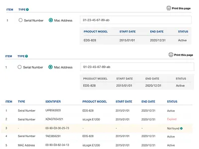 Warranty check result check form result table ui uiux warranty