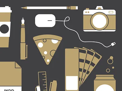 Graphic Design adobe beer camera coffee eraser indd mouse pantone book pencil pencils pens pizza scissors