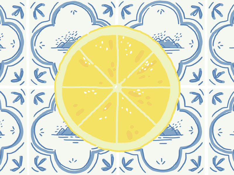 Lemon Squeeze 2d 2d gif animation dutch tiles gif illustration lemon lemons mountains whimsical