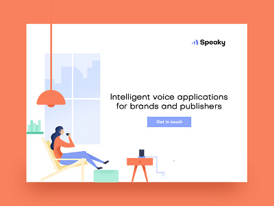 Landingpage Speaky.ai version 2 alexa coffee colorful google home illustration iphone kuilder loft modern speaky timo