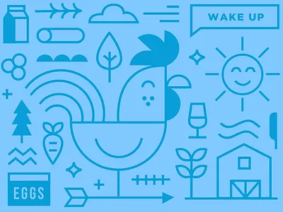 Farm pattern barn branding chicken farm farm animal farm animals illustration line milk morning pattern rooster sun tree vector