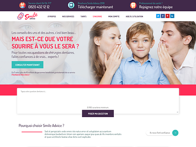 Smile Advice - A Dentist Q&A's Website design freelance design landing page showcase ui design ux design webdesign website