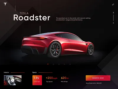 Tesla Specs Card buatoom clean design ui web