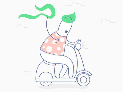 Motorcycle character design funny happy illustration motorcycle