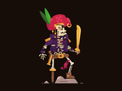 Pirate fish game illustration pirate skeleton vector