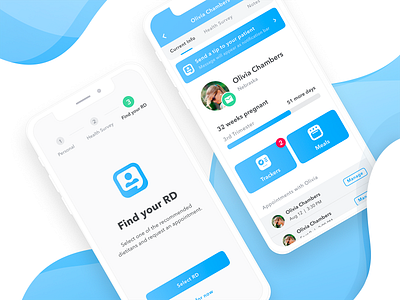 Nutrimedy Mobile App app blue cards dashboard dietitian flat food gradient icon minimalism mobile mobile app nutrition onboarding simple tiles ui ux ux design vector