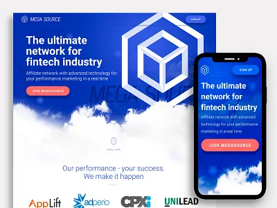 Landing for Megasource bitcoin blockchain brand crypto design ico logo typography uiux