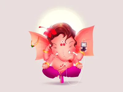 Ganesha The Elephat God design elephant elephant god ganesha illustration ipod music