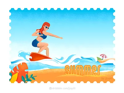 surfing beach design illustration photoshop sea summer surf vacation