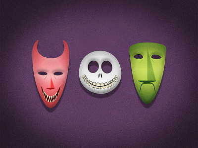 Lock, Shock and Barrel! disney halloween illustartion masks nightmare before christmas tim burton