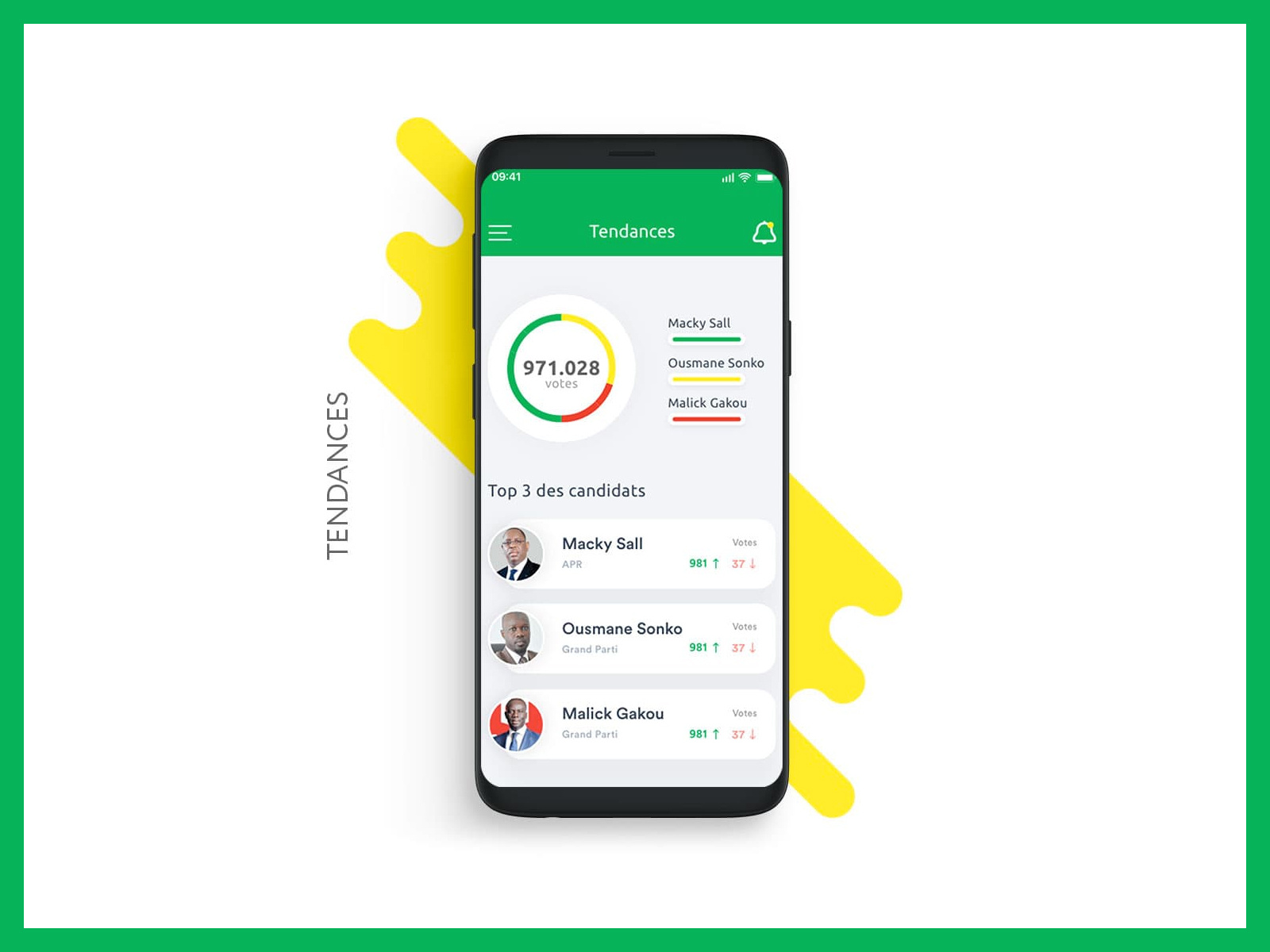 Example of Senegalese Electoral Informations App UI