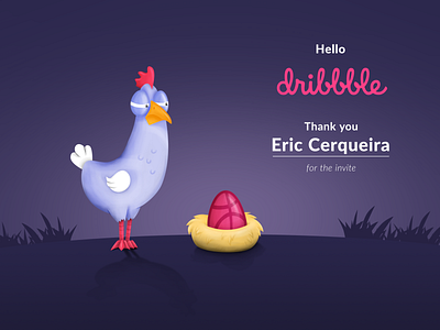 Hello Dribbble animal art hallo dribbble illustration invite thanks