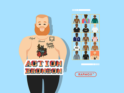ACTION BRONSON - RAPMOJI action bronson app branding colors cube design face flat french gaming hiphop icon illustration logo retro ui vector