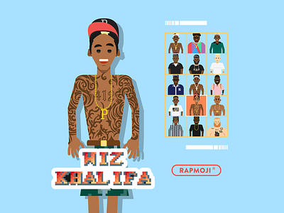 WIZ KHALIFA - RAPMOJI app branding colors cube design face flat french gaming hiphop icon illustration logo retro ui vector wiz khalifa