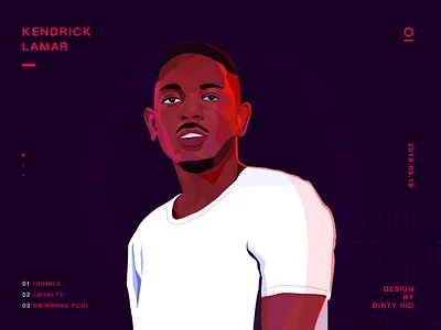 KENDRICK LAMAR colorful design drawing graphic illustration landing ui design web