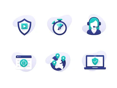 Icons set icon app icons pack icons set illustation locations protection speed support video