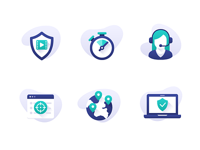 Icons set icon app icons pack icons set illustation locations protection speed support video