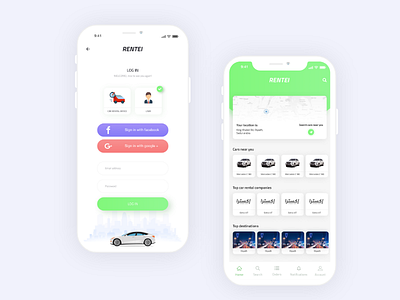 Car rental app android app branding clean creative creative agency design flat illusration illustration ios iphone landing landing page minimal typography ui ux vector web