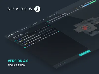 Shadow CSGO 4.0 Release csgo dark dark colors dark ui data analysis esports flat games gaming isometric product promo shadow sidebar ui