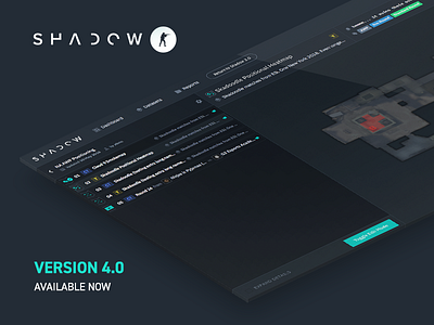 Shadow CSGO 4.0 Release csgo dark dark colors dark ui data analysis esports flat games gaming isometric product promo shadow sidebar ui