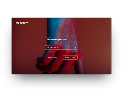 art.gallery login screen - concept daily dailyui design first hello screen shot ui ux web